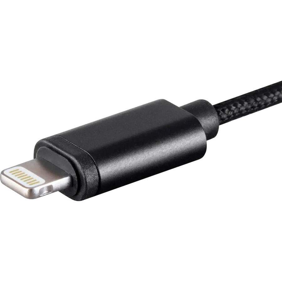 Monoprice MFi Certified Lightning to 3.5mm Audio Adapter, Nylon Braid, Black - 36444