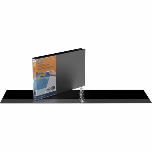 QuickFit Heavy-Duty Landscape 3-Ring Binder, D-Ring, View Binder, 1 Inch, Black