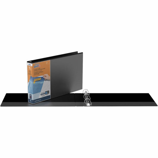 QuickFit Heavy-Duty Landscape 3-Ring Binder, D-Ring, View Binder, 1.5 Inch, Black