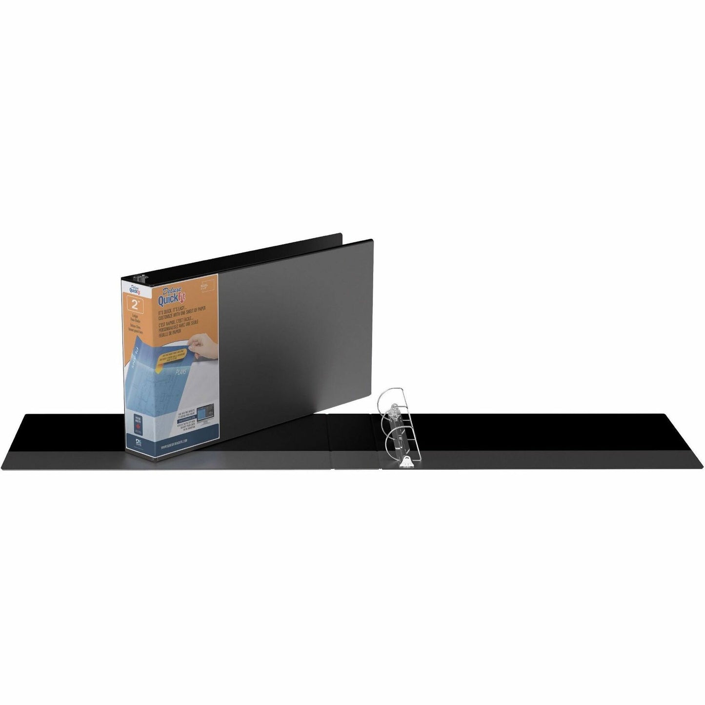 QuickFit Heavy-Duty Landscape 3-Ring Binder, D-Ring, View Binder, 2 Inch, Black