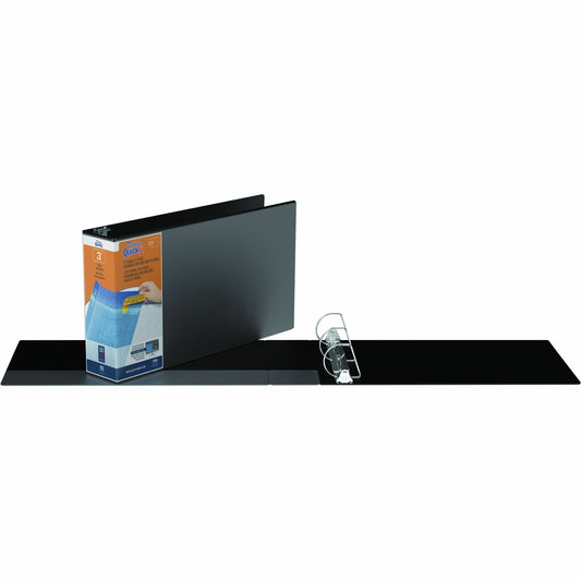 QuickFit Heavy-Duty Landscape 3-Ring Binder, D-Ring, View Binder, 3 Inch, Black