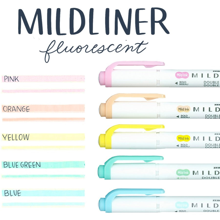 Zebra Pen Mildliner Double Ended Highlighter Assorted Fluorescent 5Pk - 78105