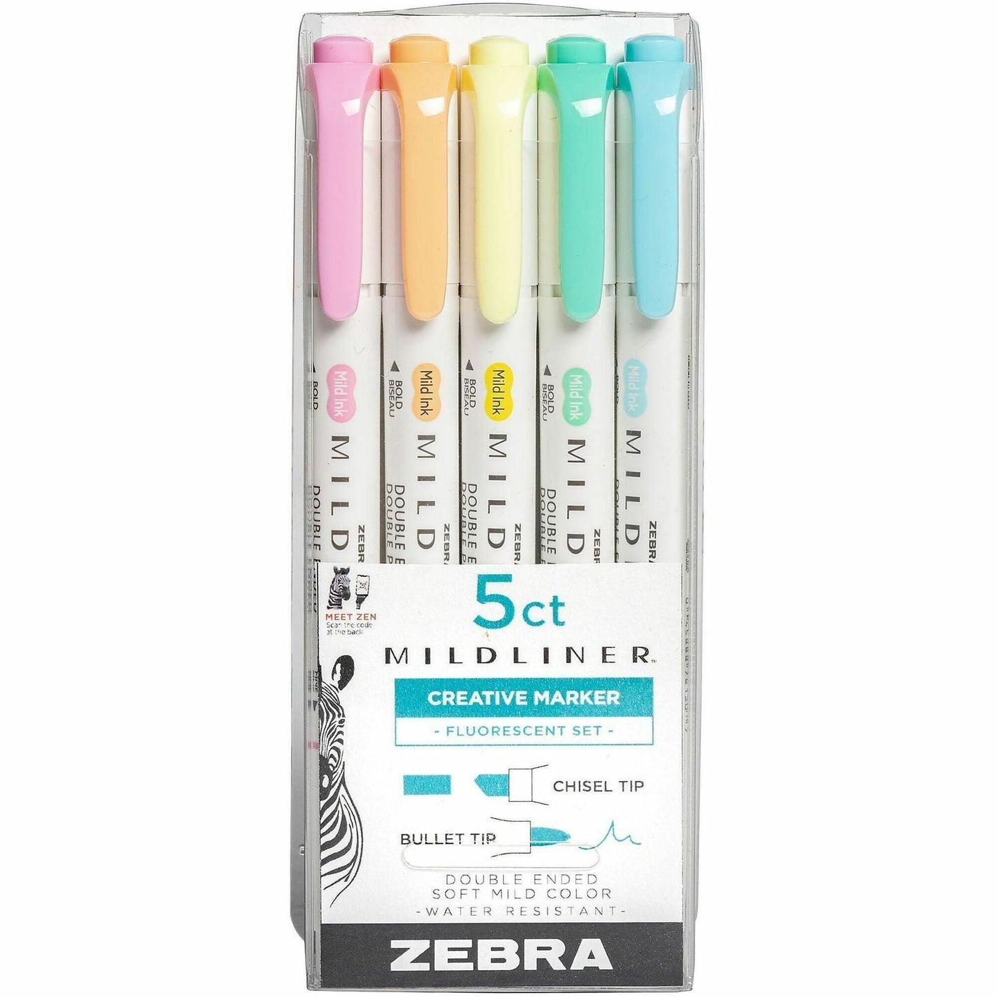 Zebra Pen Mildliner Double Ended Highlighter Assorted Fluorescent 5Pk