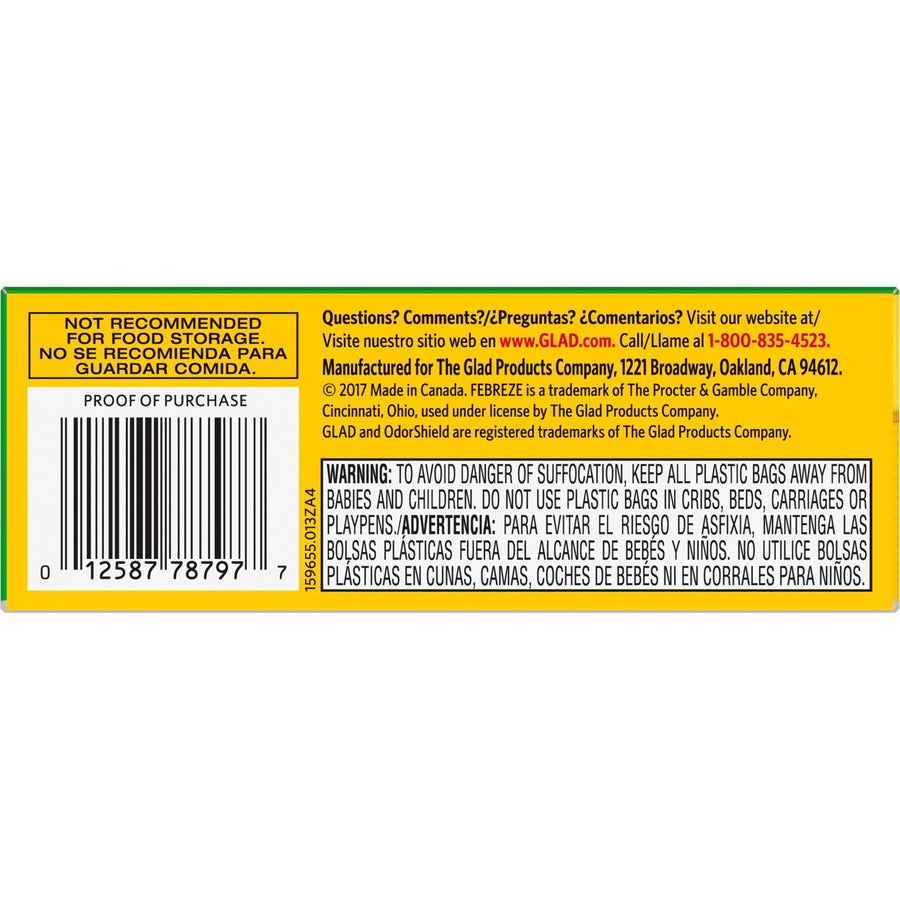Glad 100% Compostable Bags - Small 10 Litres - Lemon scent, 44 Compost Bags - 41318
