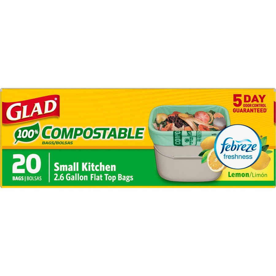 Glad 100% Compostable Bags - Small 10 Litres - Lemon scent, 44 Compost Bags - 41318