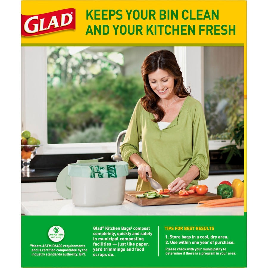 Glad 100% Compostable Bags - Small 10 Litres - Lemon scent, 44 Compost Bags - 41318