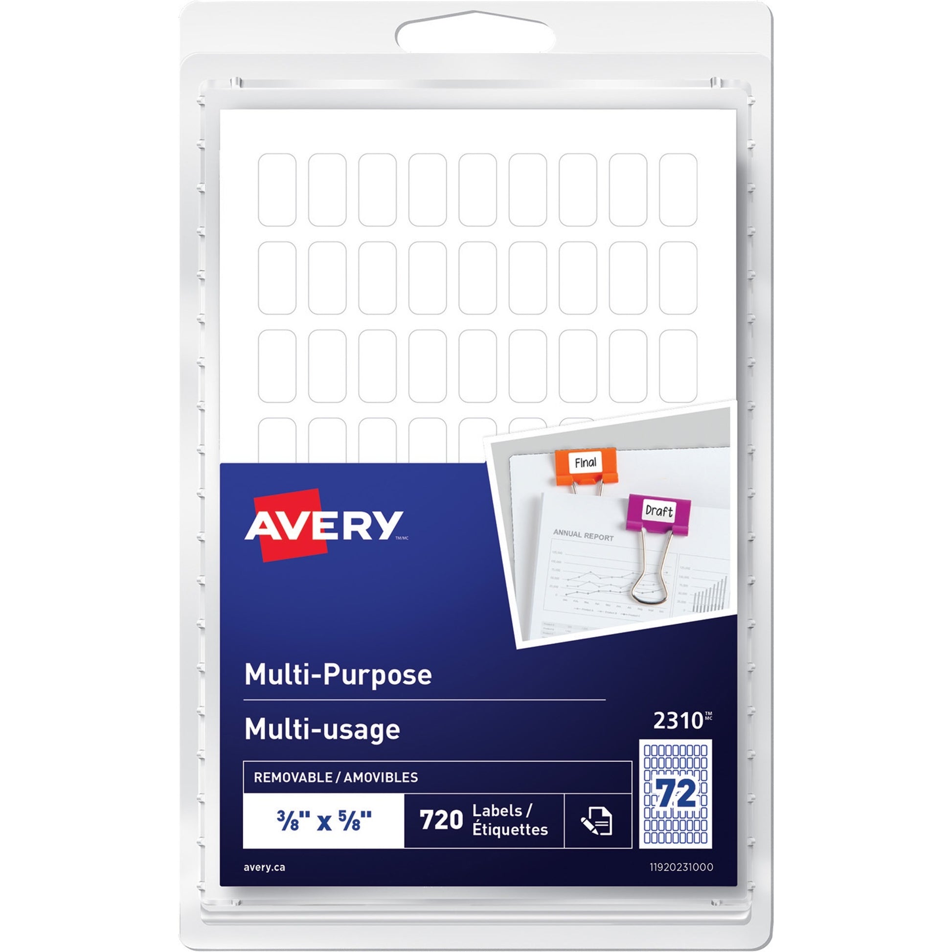 Avery&reg; Multi-Purpose Removable LabelsHandwrite, 3/8" x -5/8"