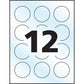 Avery&reg; Glossy Clear Round Labels 2" Diameter, Permanent Adhesive, for Laser and Inkjet Printers - 22815