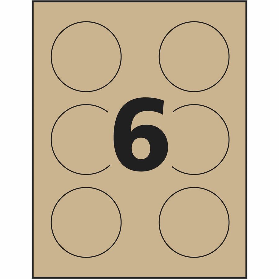 Kraft Brown Round Labels 3" Diameter, Permanent Adhesive, for Laser and Inkjet Printers - 22813
