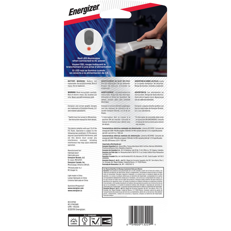 Energizer Rechargeable Compact Handheld LED Flashlight - RCL1FN2WR