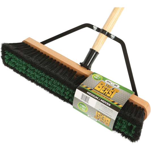 Globe 18" Assembled Wood Block Contractor Push Broom-Medium