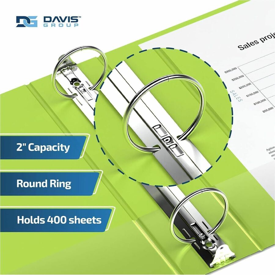 Davis Group Premium Economy, Round Ring, Binder, (Lime Green, 2") - 2313-24