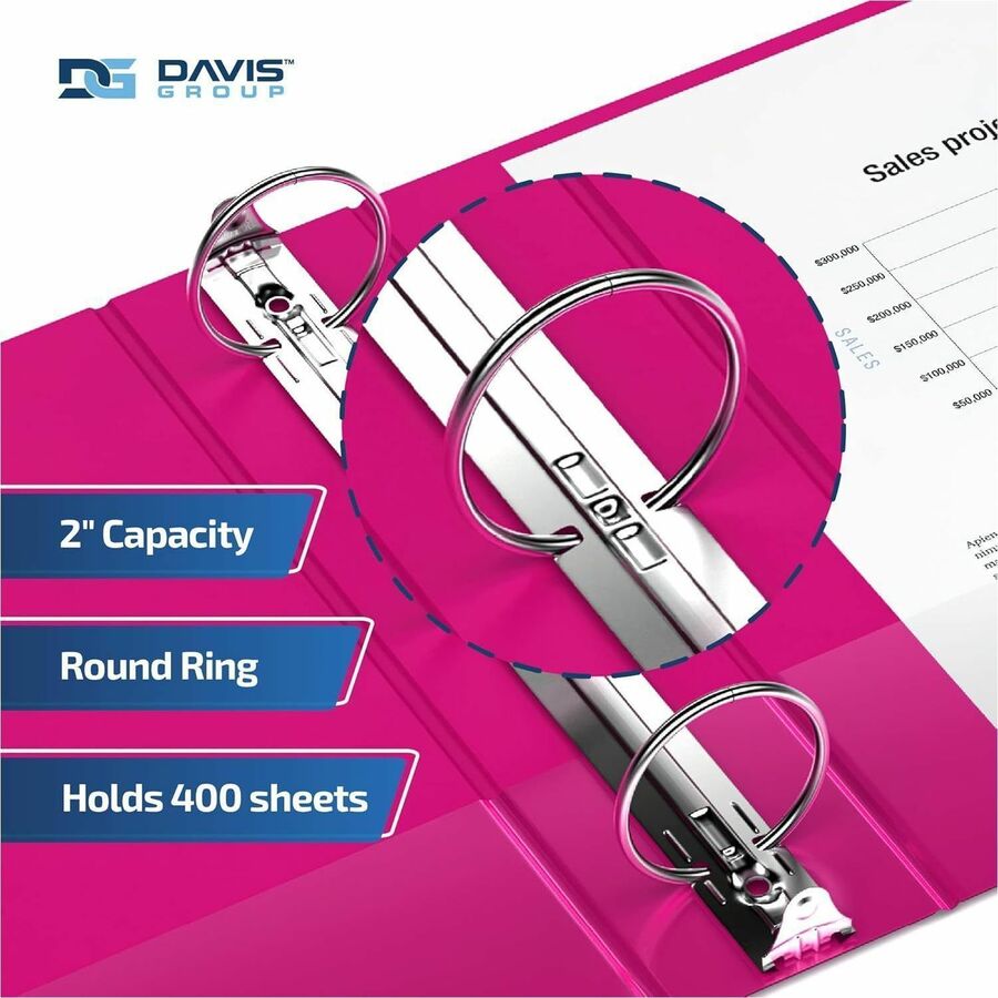 Davis Group Premium Economy, Round Ring, Binder, (Pink, 2") - 2313-43