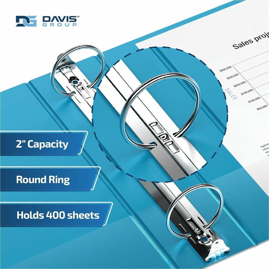 Davis Group Premium Economy, Round Ring, Binder, (Turquoisee Blue, 2") - 2313-52