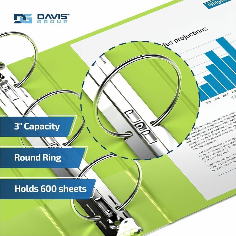 Davis Group Premium Economy, Round Ring, Binder, (Lime Green, 3") - 2314-24