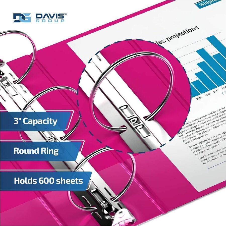 Davis Group Premium Economy, Round Ring, Binder, (Pink, 3") - 2314-43