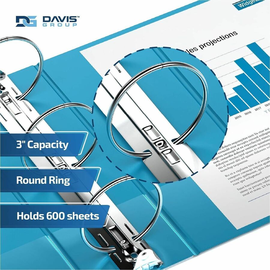 Davis Group Premium Economy, Round Ring, Binder, (Turquoisee Blue, 3") - 2314-52