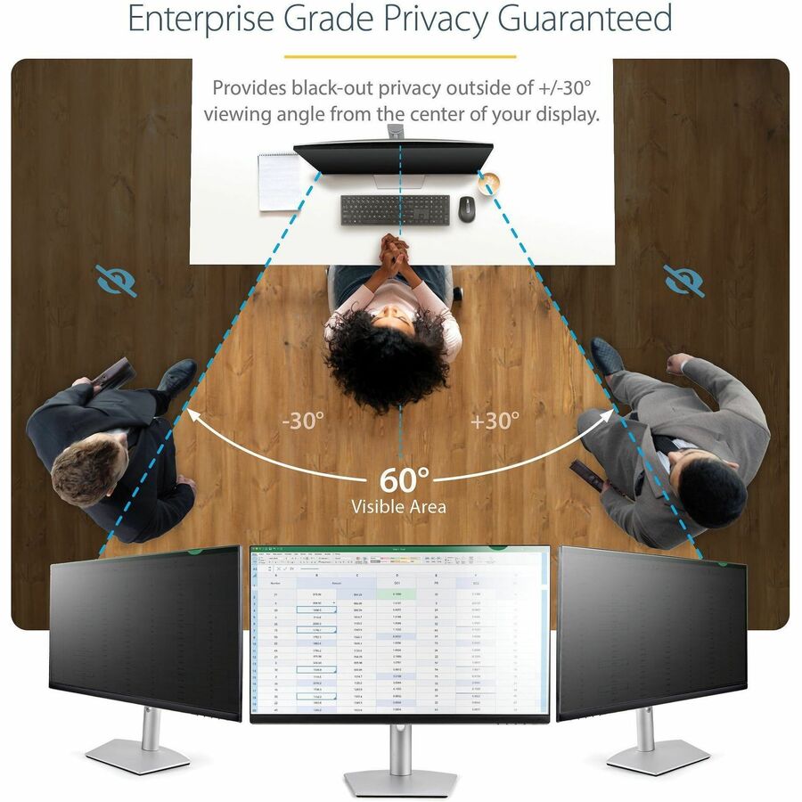 StarTech.com Monitor Privacy Screen for 24" Display - Widescreen Computer Monitor Security Filter - Blue Light Reducing Screen Protector - PRIVSCNMON24