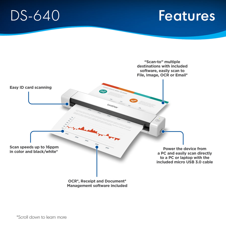 Brother DSMobile DS-640 Sheetfed Scanner - 600 dpi Optical - DS-640