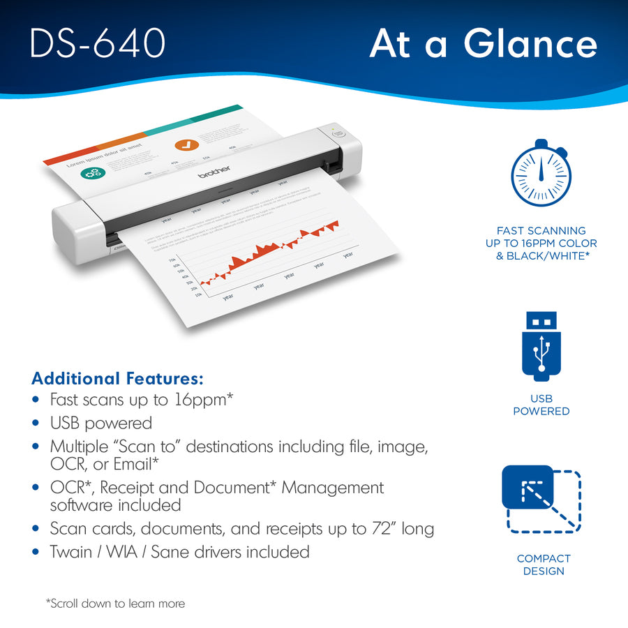 Brother DSMobile DS-640 Sheetfed Scanner - 600 dpi Optical - DS-640