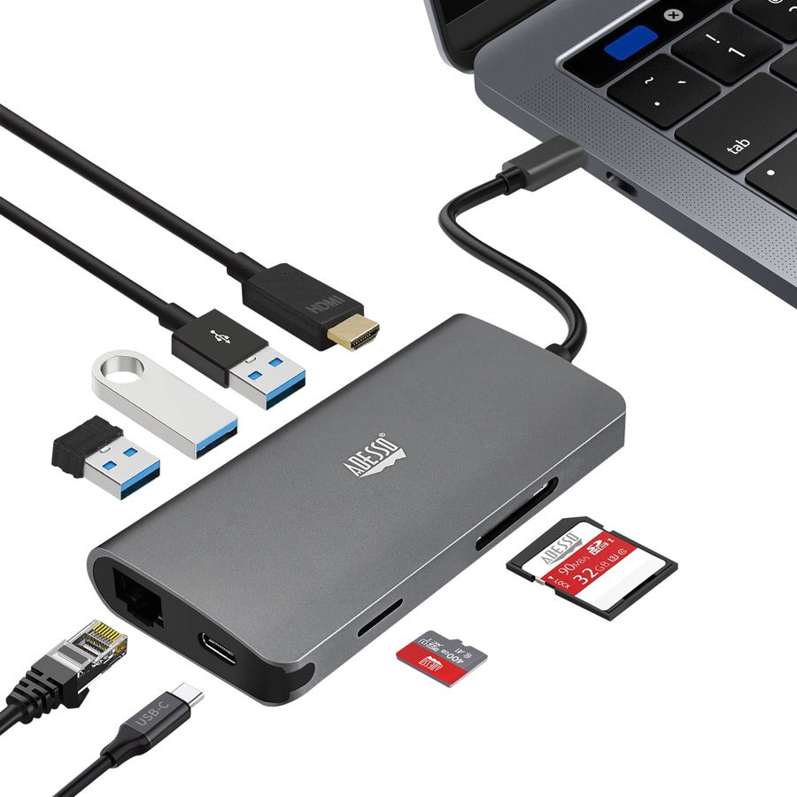 Adesso 8-in-1 USB-C Multi-Port Docking Station - AUH-4030