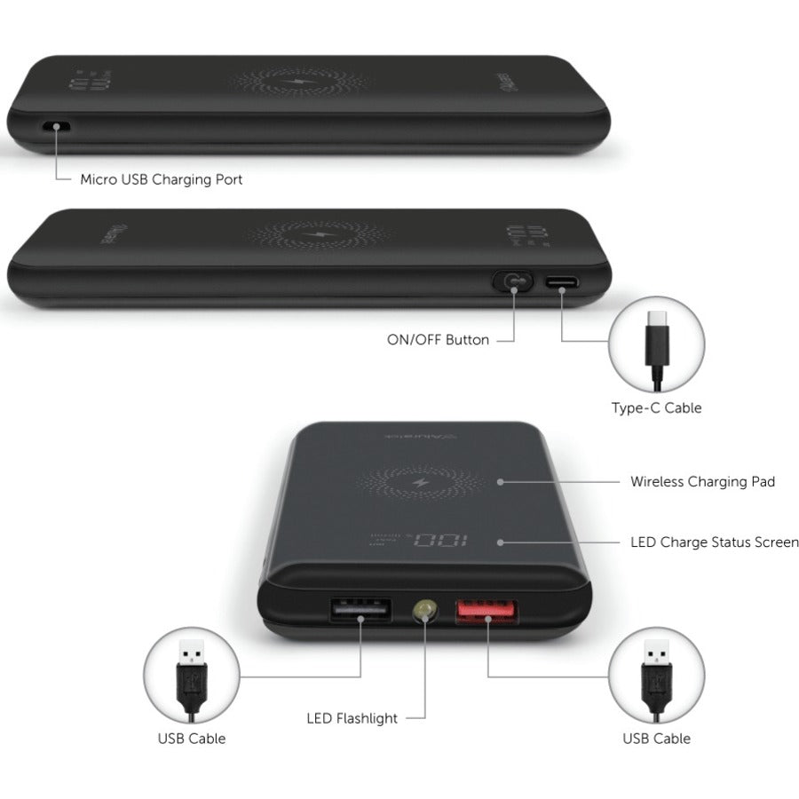 Aluratek Wireless Charging Power Bank - AWPBQ10KF