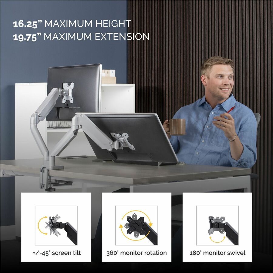Fellowes Platinum Mounting Arm for Monitor - Silver - 8056501