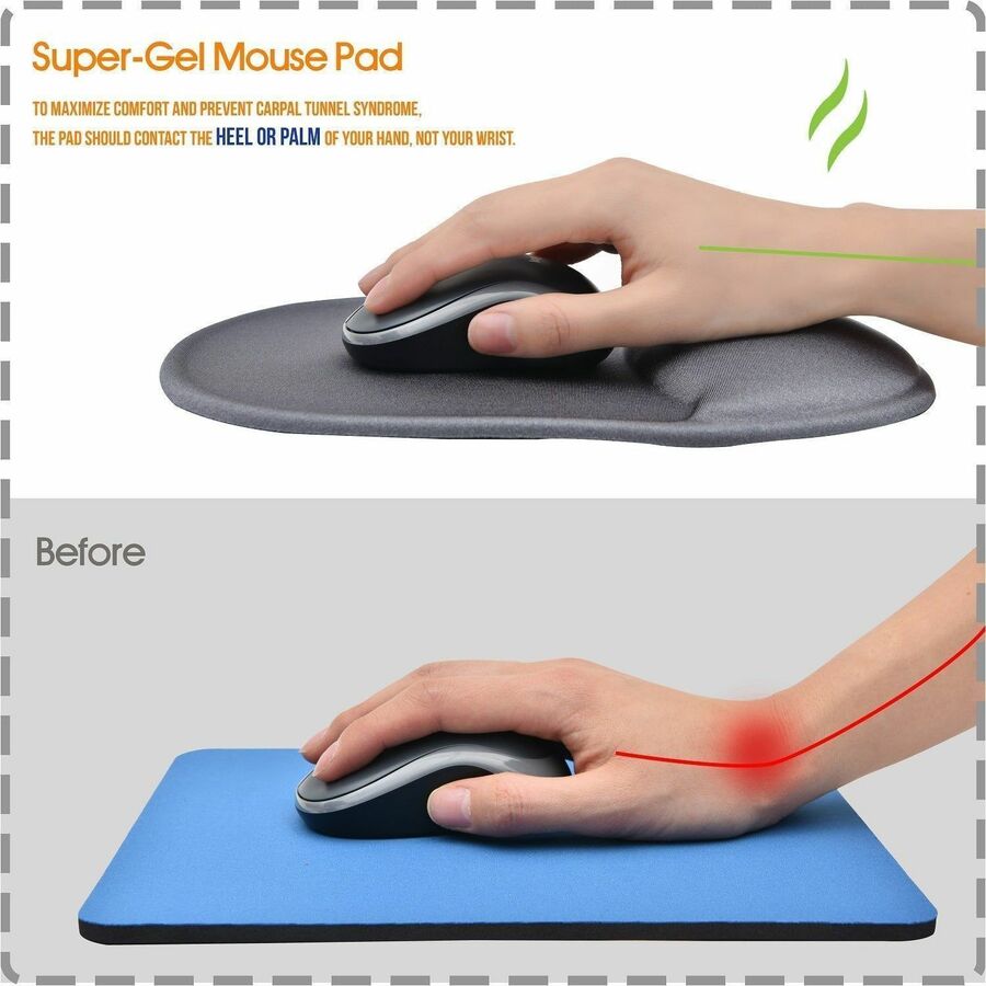 DAC&reg; MP-113 Super-Gel "Contoured" Mouse Pad with Palm Support, Grey - 02086