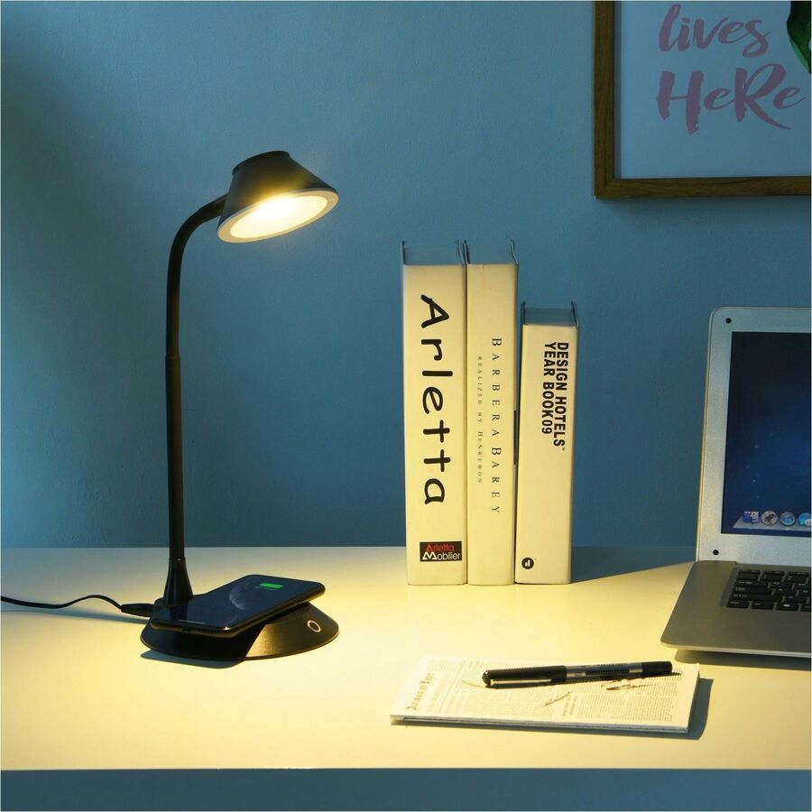 DAC&reg; MP-323 LED Desk Lamp With Wireless Charger, Black - 02343