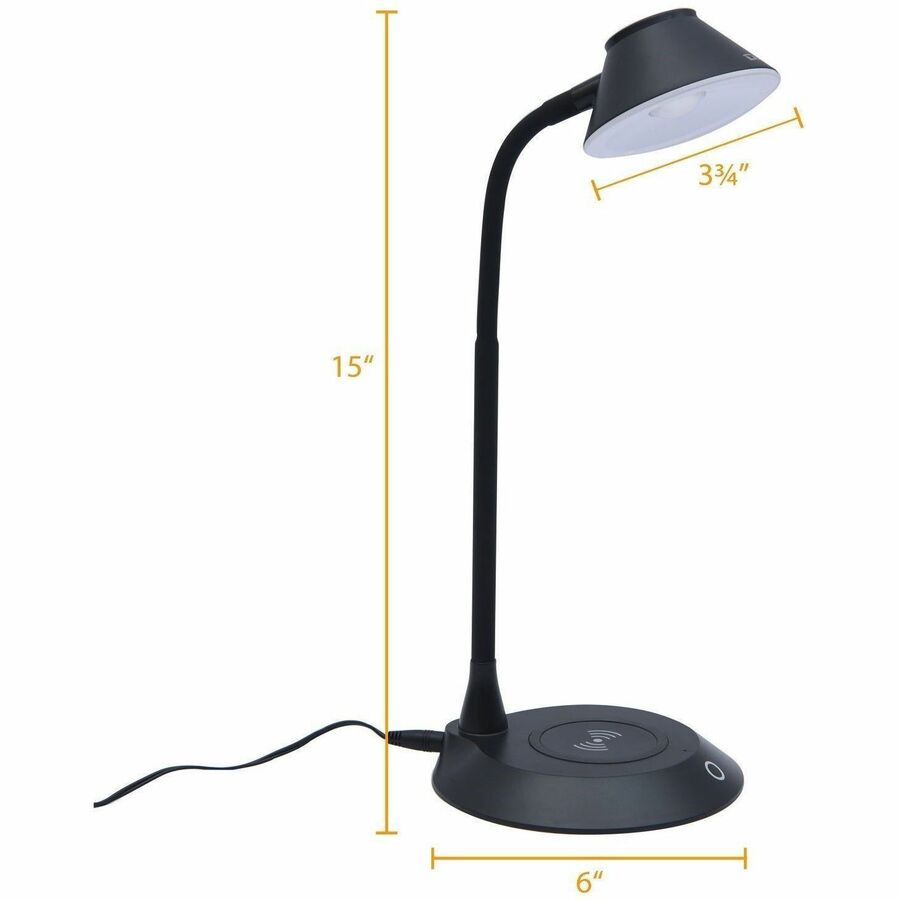 DAC&reg; MP-323 LED Desk Lamp With Wireless Charger, Black - 02343