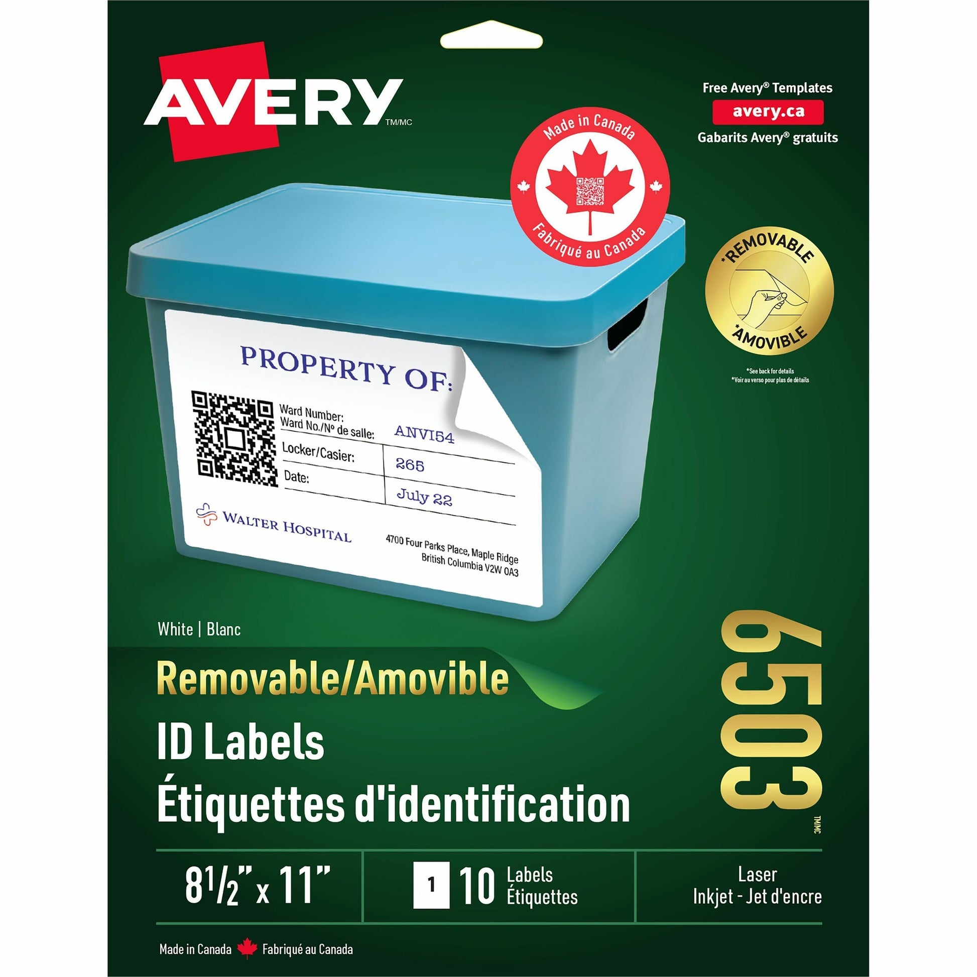 Avery Removable ID Labels for Laser and Inkjet Printers