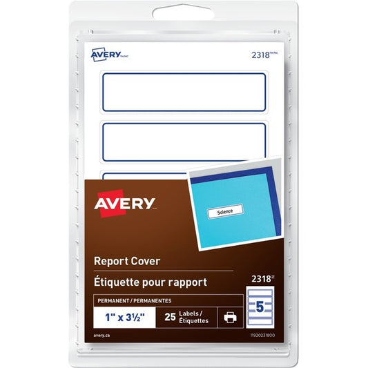 Avery&reg; Report Cover Labelsfor Laser and Inkjet Printers, 1" x 3-1/2"