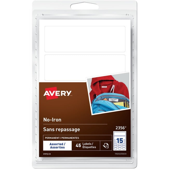 Avery&reg; No-Iron Clothing LabelsHandwrite, Assorted Sizes