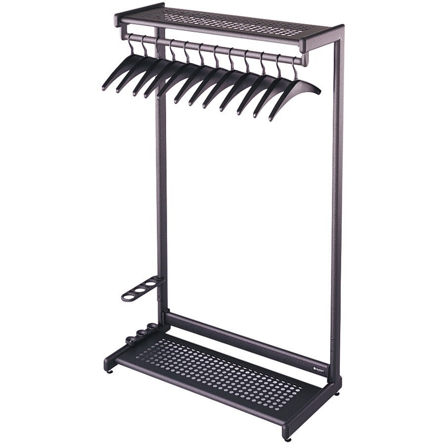 Quartet Two-Shelf Garment Rack, 12 Hangers, Black, 48"