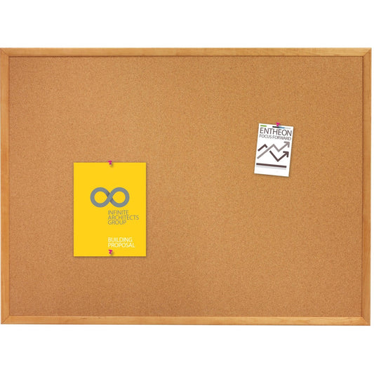 Quartet Standard Cork Bulletin Board, Oak Finish Frame, 8' x 4'