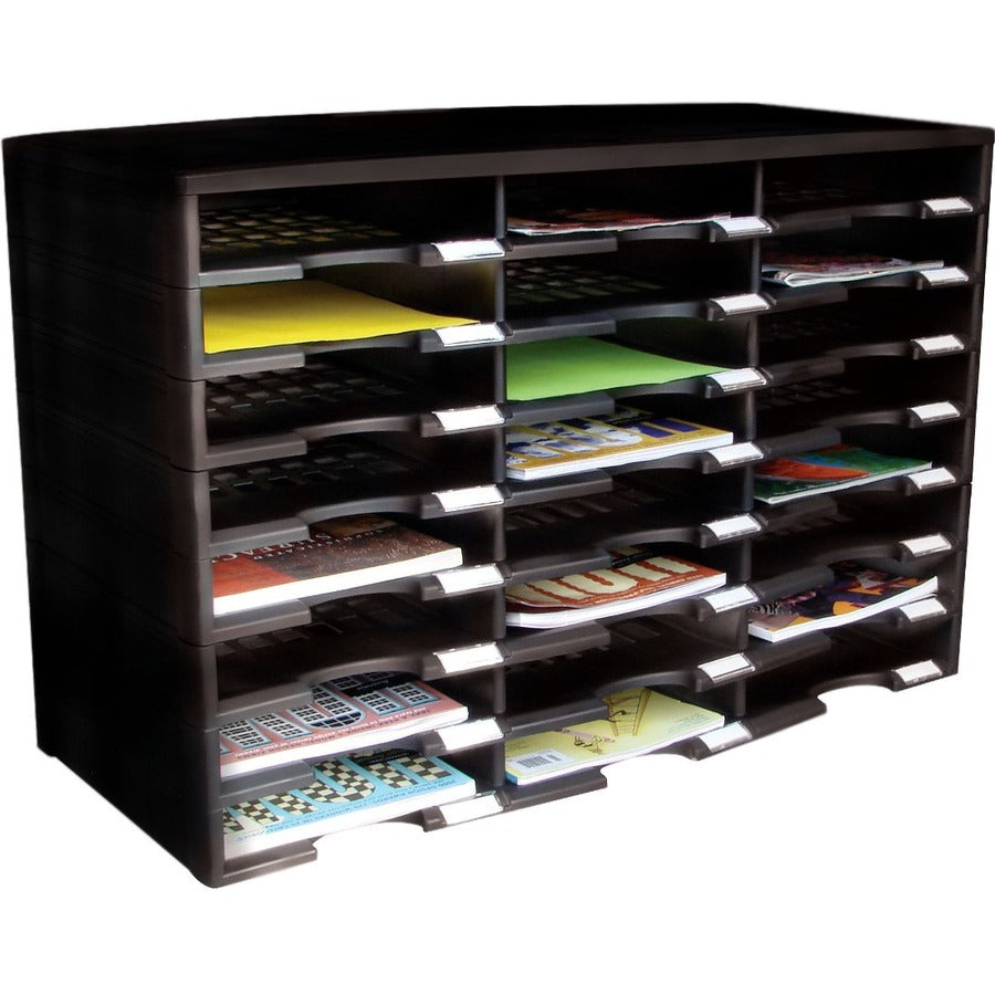 Storex 24 Compartment Literature Sorter, Black - 61611U01C
