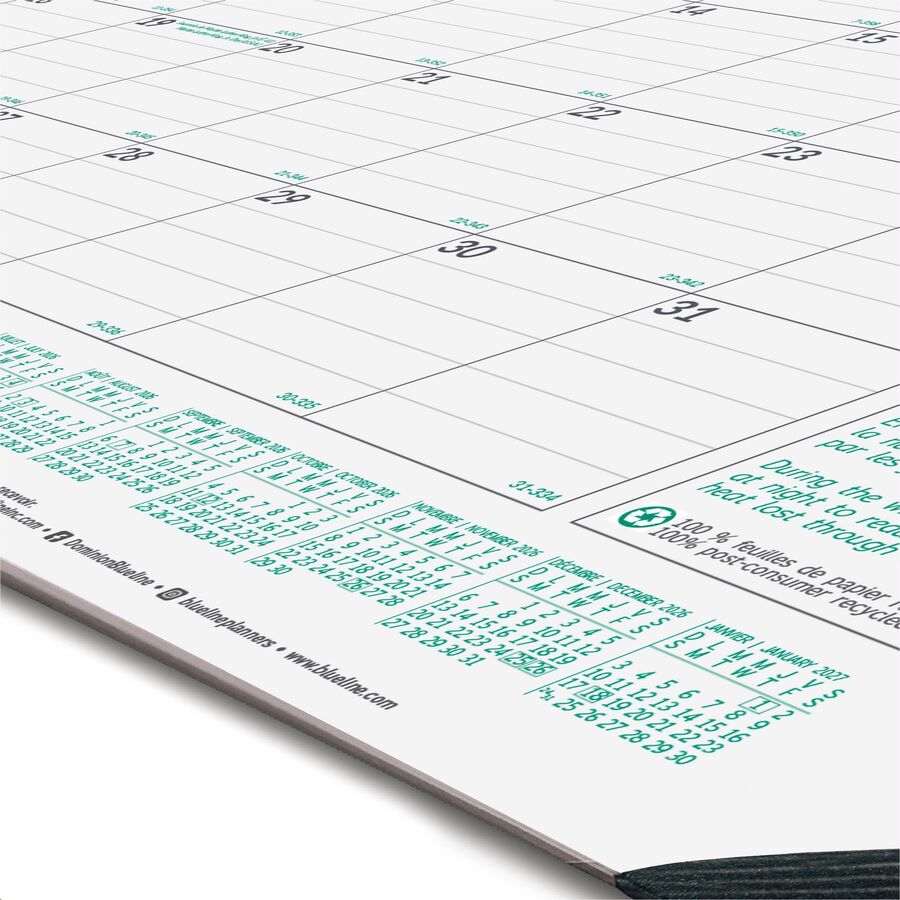 Blueline EcoLogix Monthly Desk Pad Calendar, 22" x 17" , Bilingual - C177437B