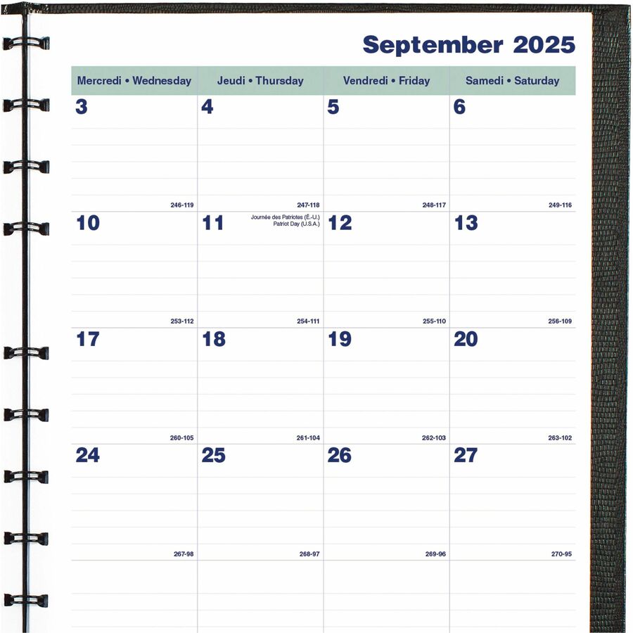 Blueline MiracleBind CoilPro Monthly Planner, 11" x 9-1/6" , Bilingual, Black - CF1512C.81B