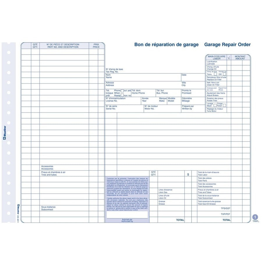 Blueline Garage Repair Orders in Snap Sets - DB4811