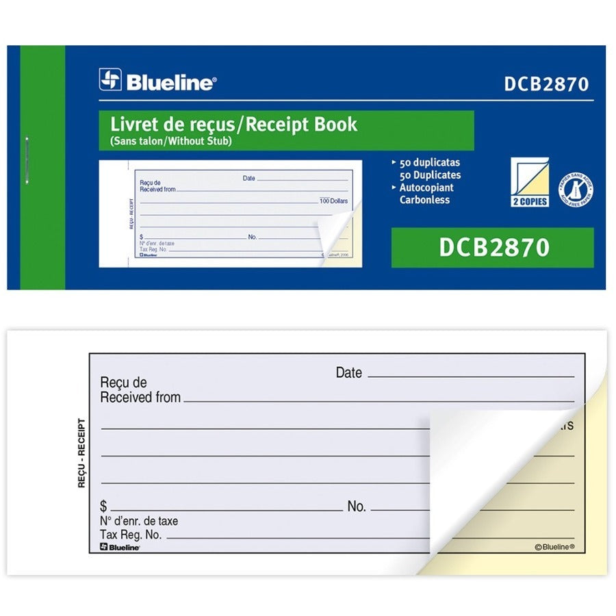 Blueline DCB2870 Receipt Book
