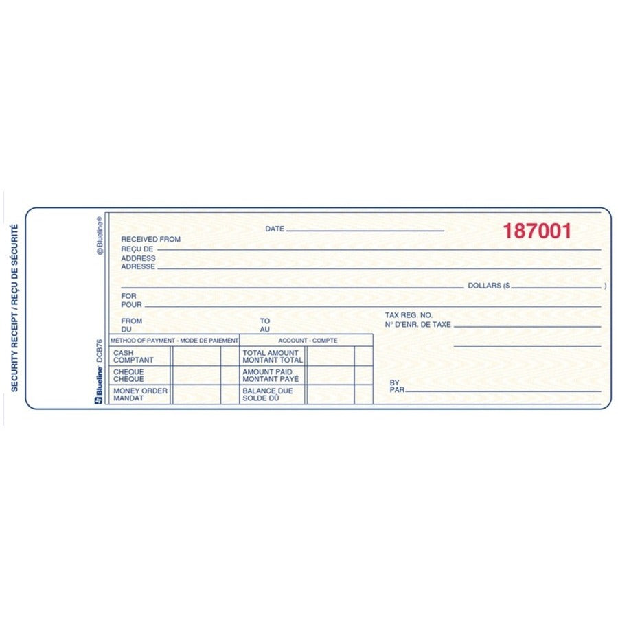 Blueline Security Receipts Book - DCB76