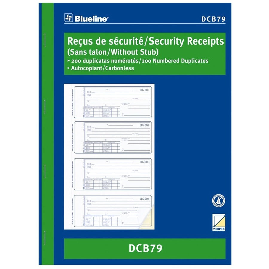 Blueline Security Receipts Book - DCB79