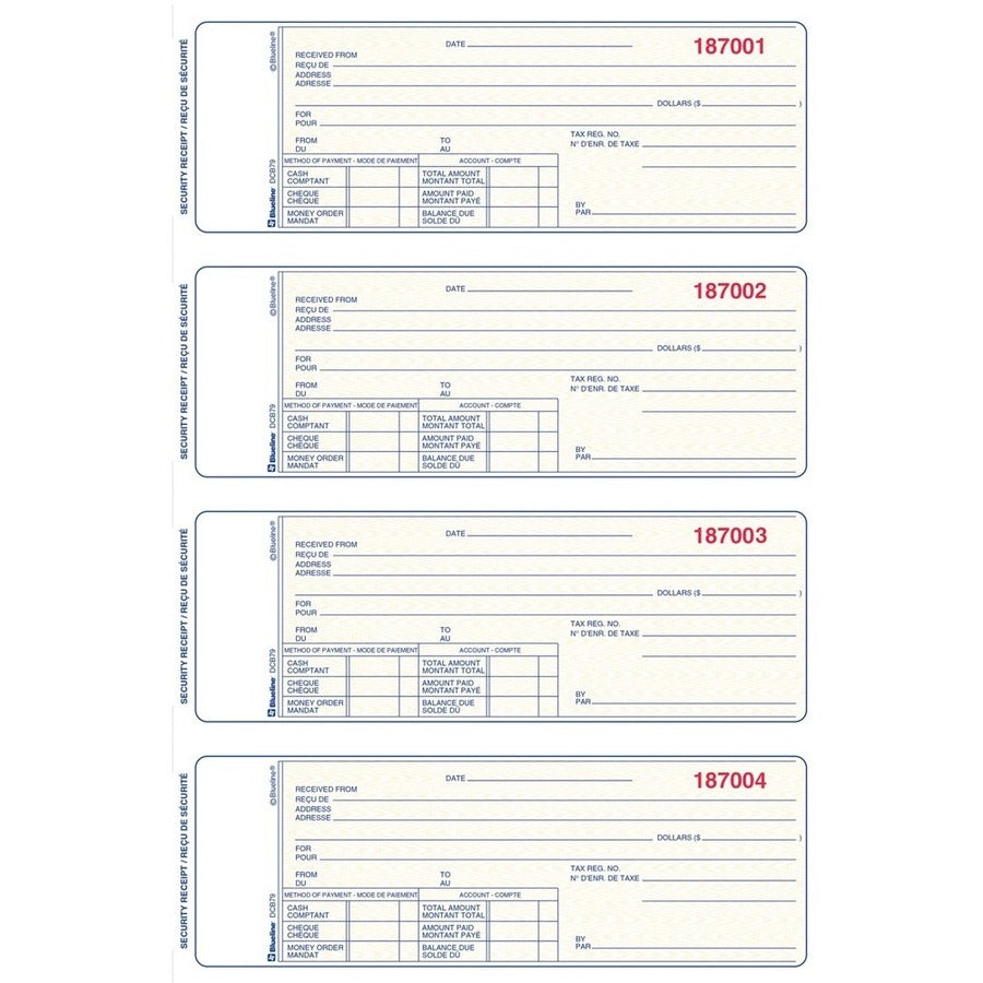 Blueline Security Receipts Book - DCB79