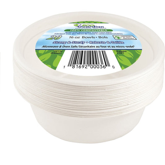 Eco Guardian 16 oz Compostable PLA-Lined Round Wide Mouth Bowls