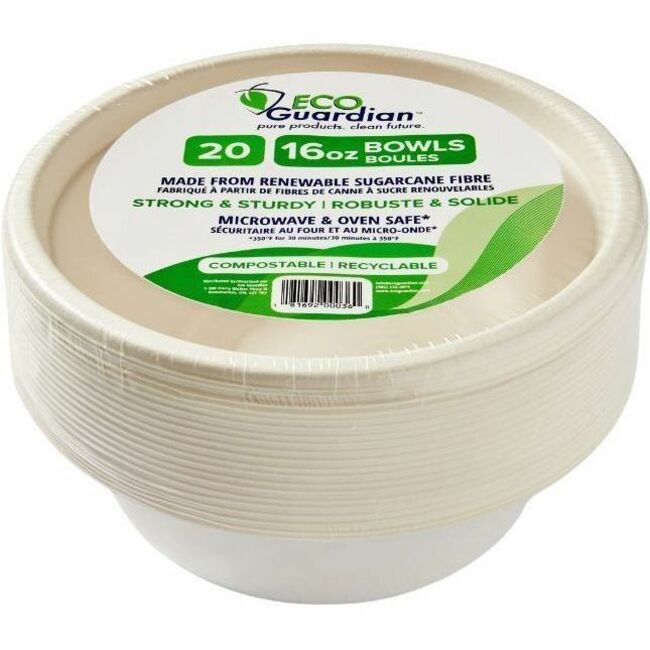 Eco Guardian 16 oz Round Wide Mouth Bowl, 20 Piece Retail Pack