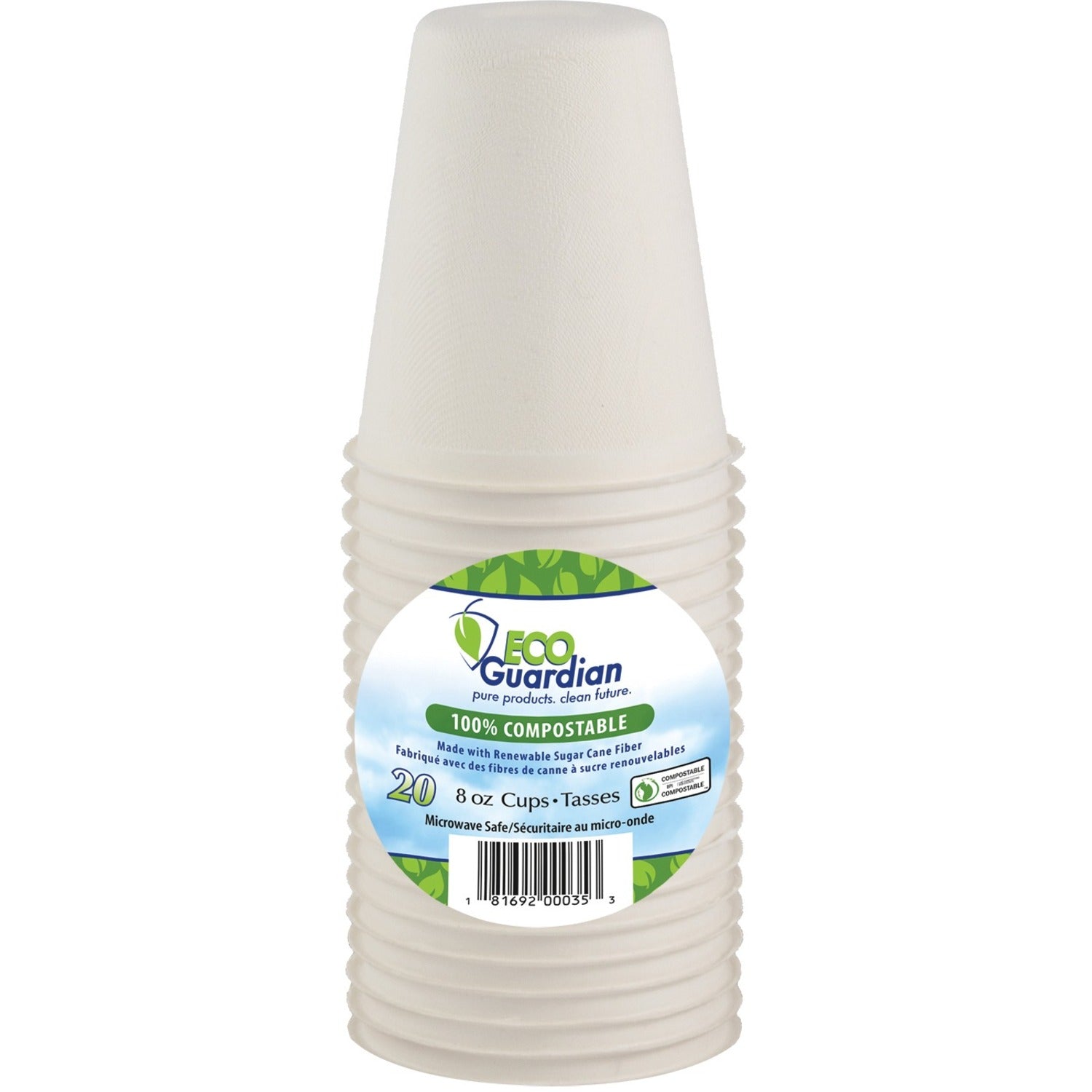 Eco Guardian 8 oz 100% Compostable Drink Cups
