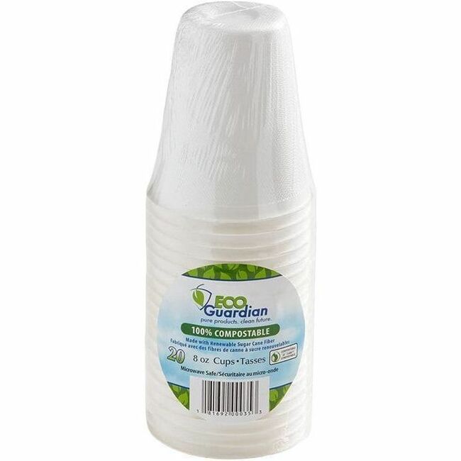 Eco Guardian 8 oz Single Wall Hot Drink Cup, 20 Piece Retail Pack