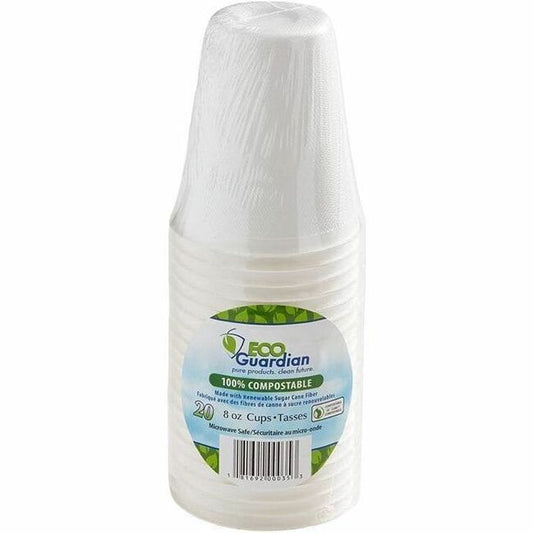 Eco Guardian 8 oz Single Wall Hot Drink Cup, 20 Piece Retail Pack