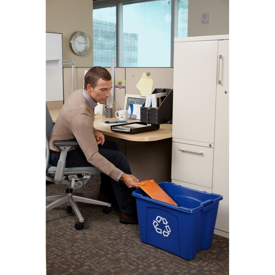 Rubbermaid Commercial Recycling Box 14 Gal Blue - FG571473BLUE