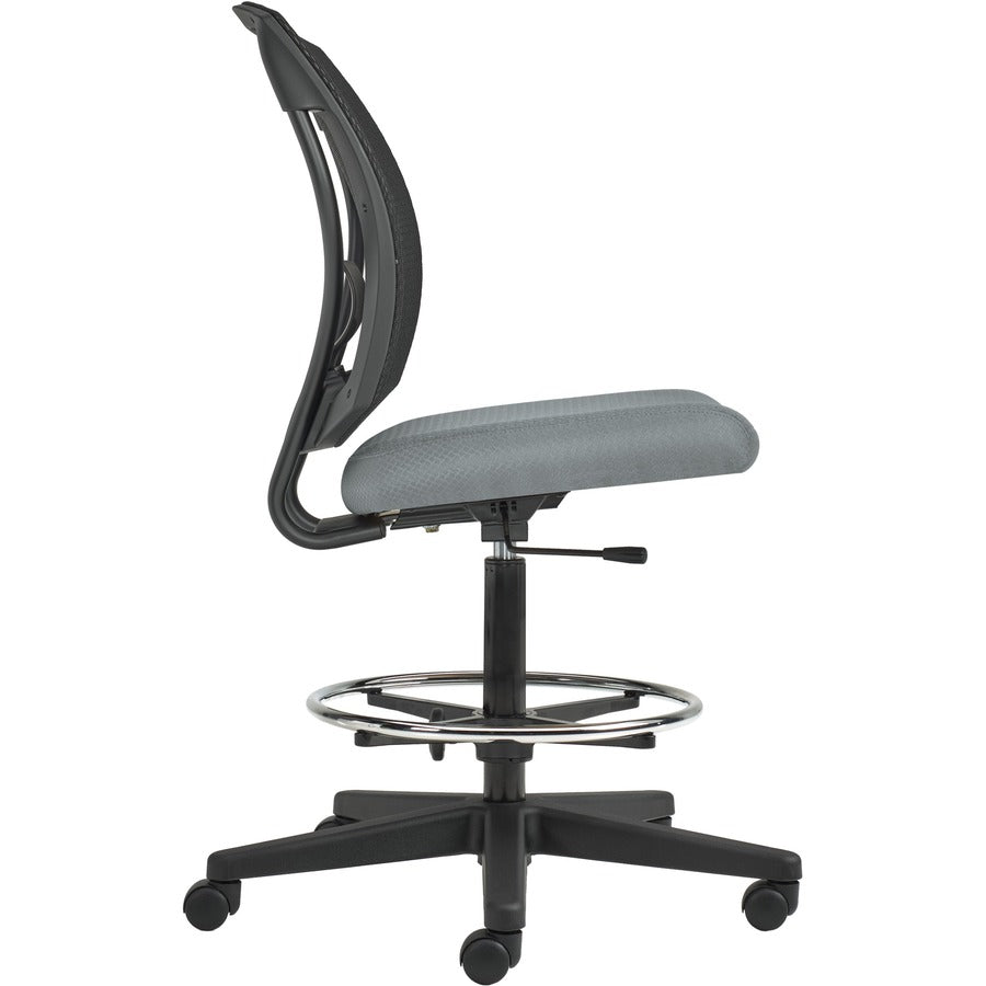 Offices To Go Ibex | Upholstered Seat & Mesh Back Armless Drafting Task Chair - MVL2807 JN02 BLK HP ST